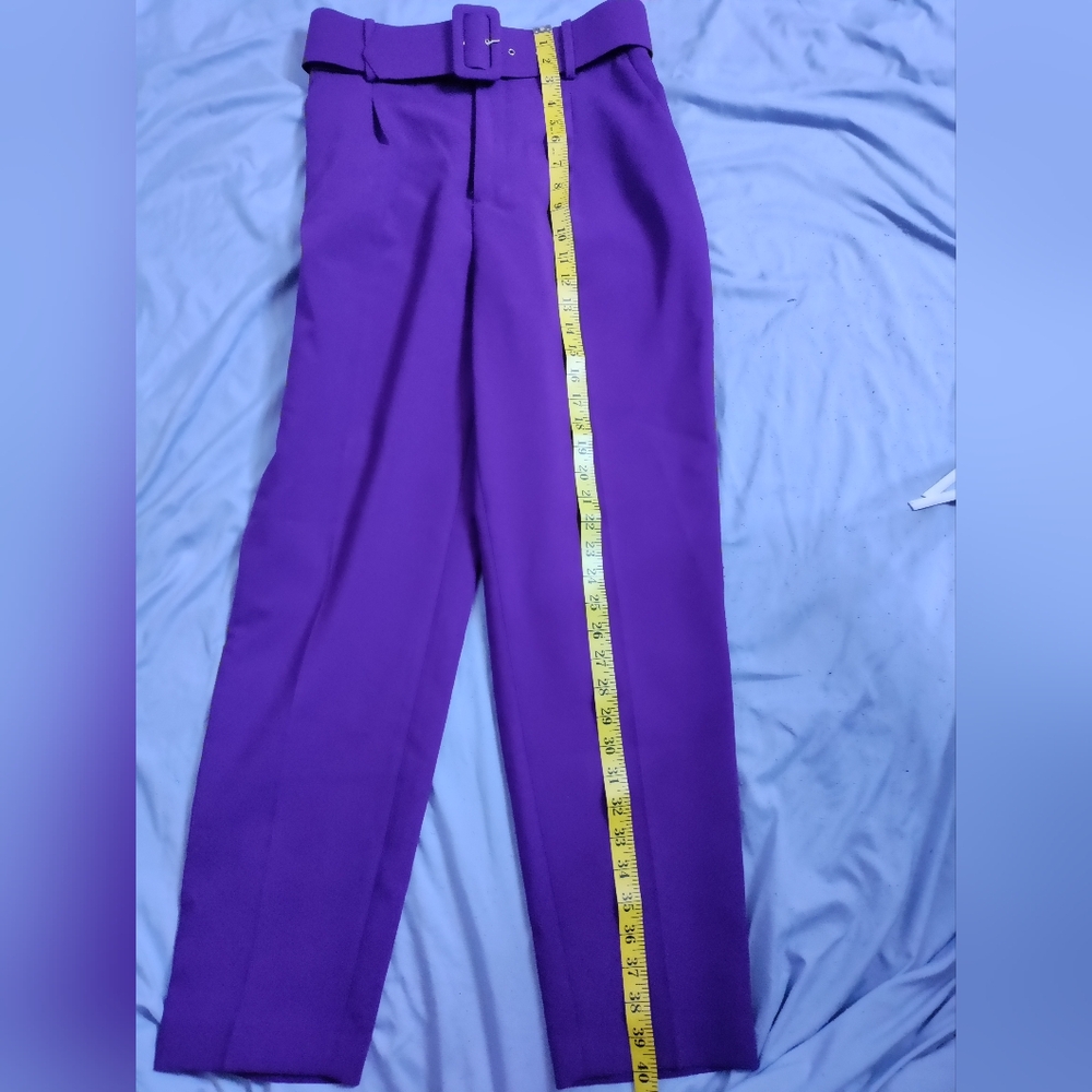 Zara Women's Vibrant Purple Straight Leg Pants - Picture 7 of 10